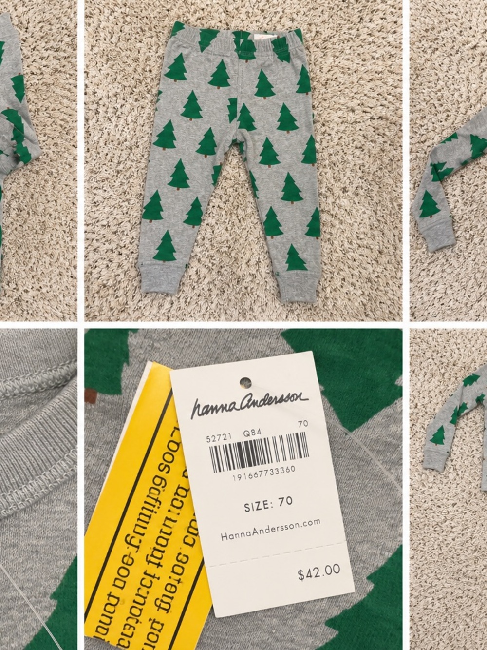 Hanna Andersson Christmas Tree Pajamas 70 / 6-12M NWT Organic Cotton
